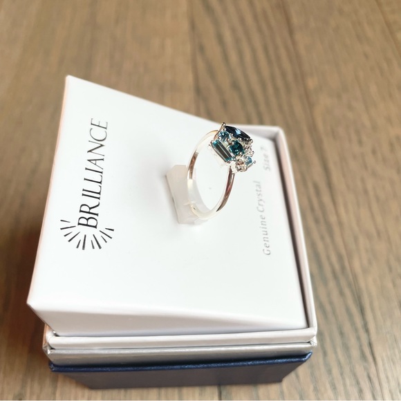 NWT 7, 8 silver and sea blue gem, genuine, crystal rings - Picture 7 of 7